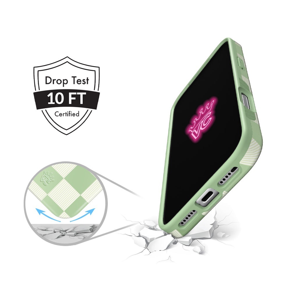 NIB Velvet Caviar Pistachio Checkered iPhone 13 ProMax Case & Screen Protector - Picture 3 of 11